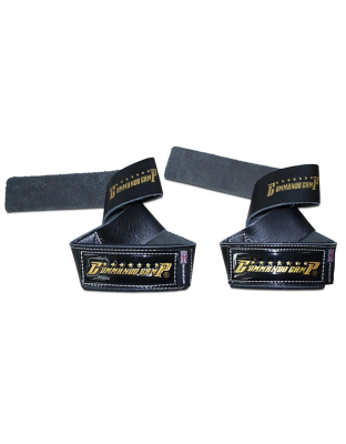 Leather Lifting Straps Extra Length Colour Black Gold